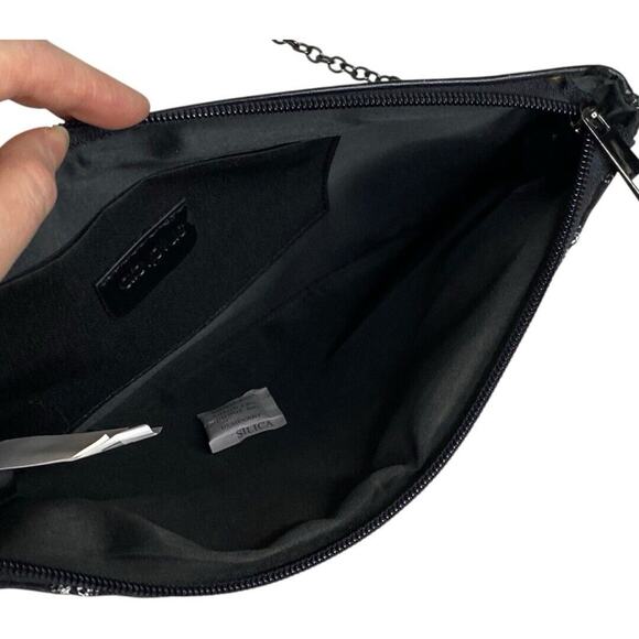 Aztec Print Vegan Leather Crossbody Purse Boho Eclectic Modern Monochrome Artsy - Picture 3 of 11